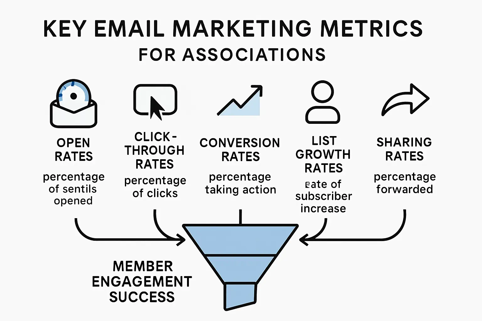 Association email marketing key metrics infographic