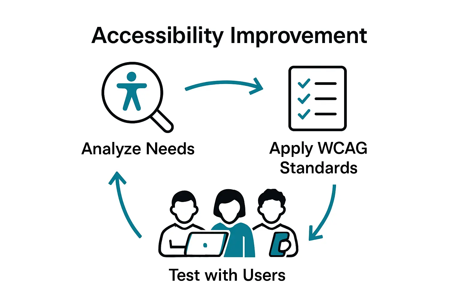 Infographic shows three web accessibility steps