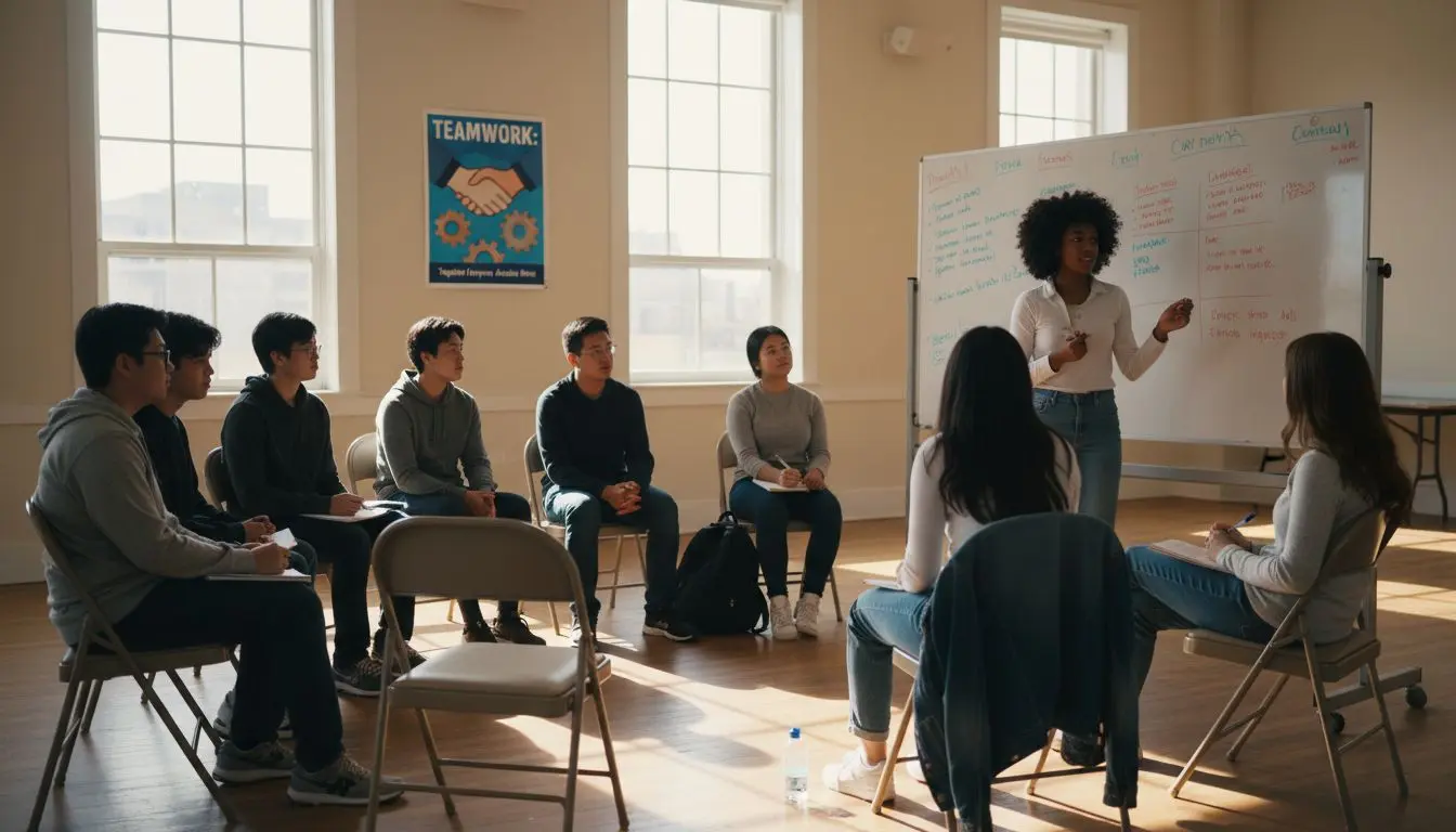 Teens in a youth leadership workshop session