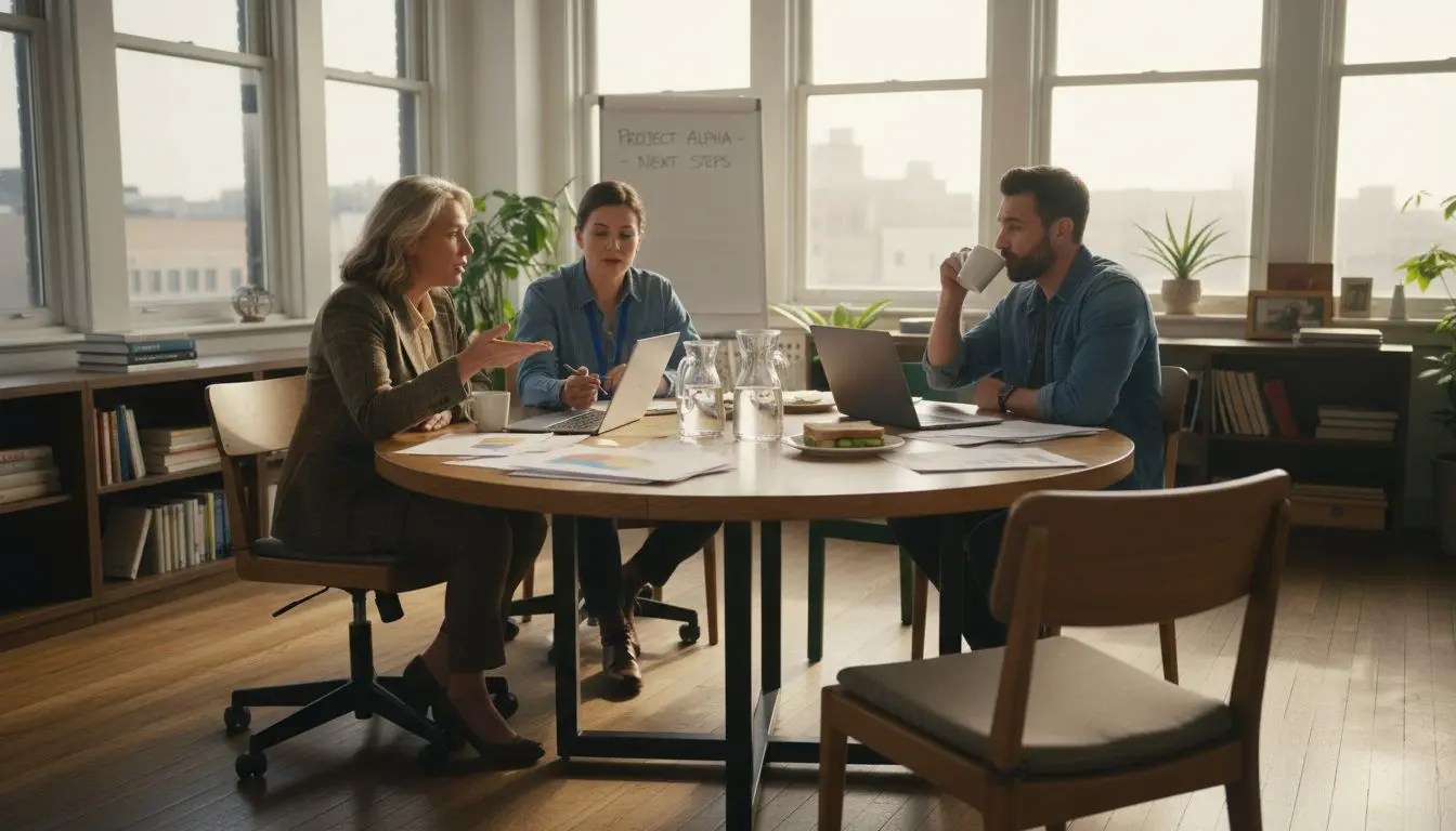 Team meeting about digital transformation in office