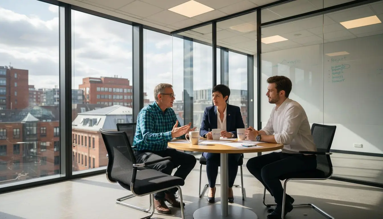 Small team discusses mental health at work