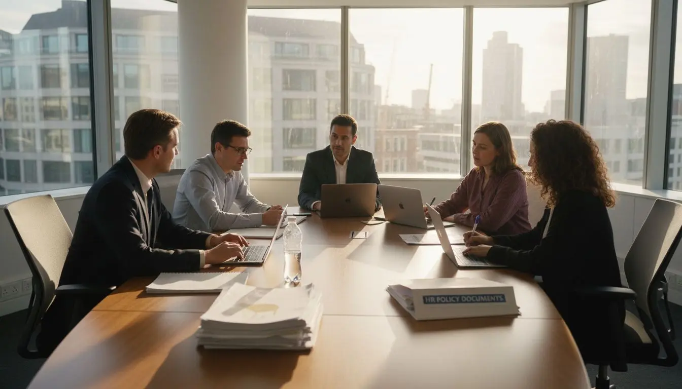 Team meeting focused on workplace mental health