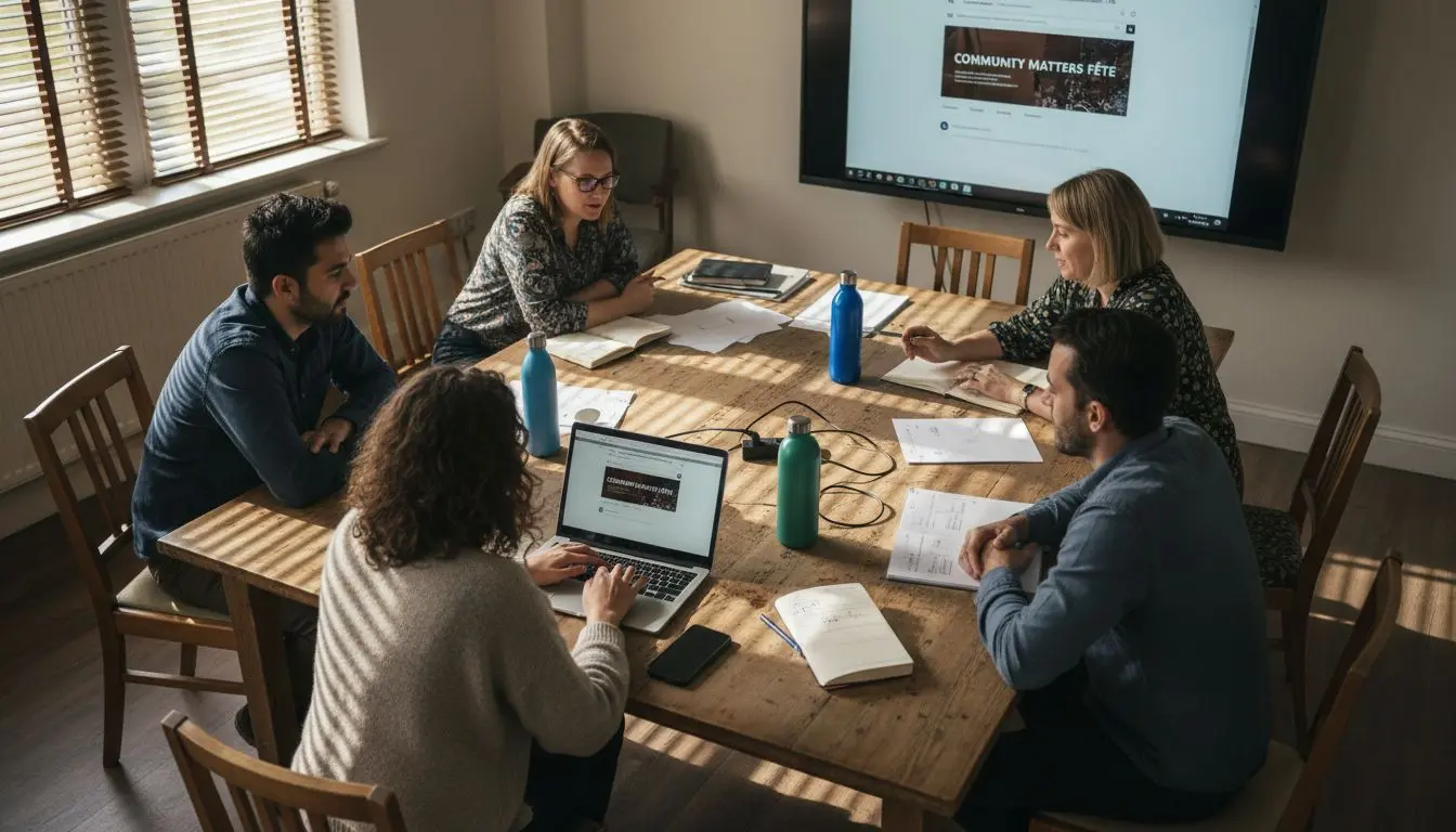 Nonprofit professionals planning event with website