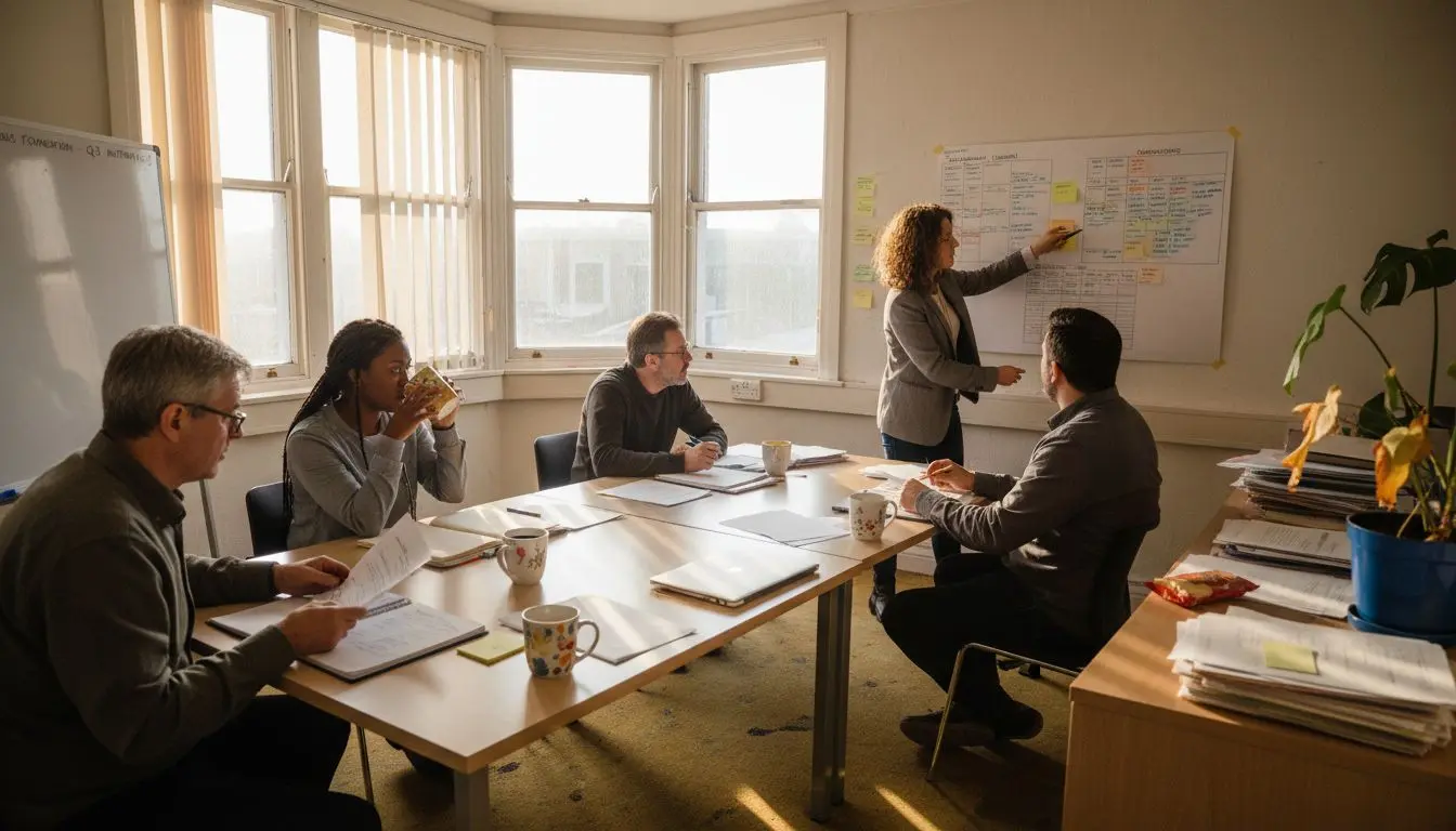Nonprofit staff collaborating on resilience project