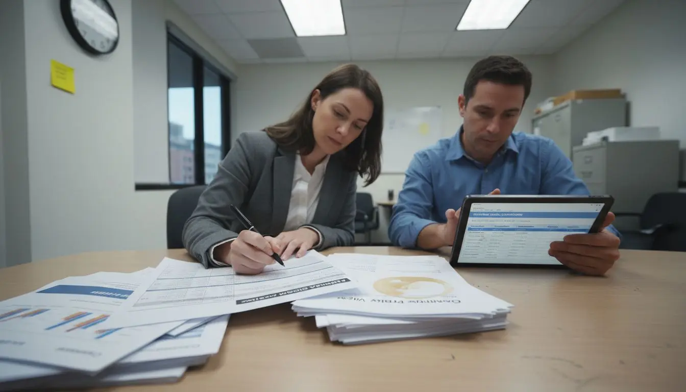 Managers comparing strategic planning documents