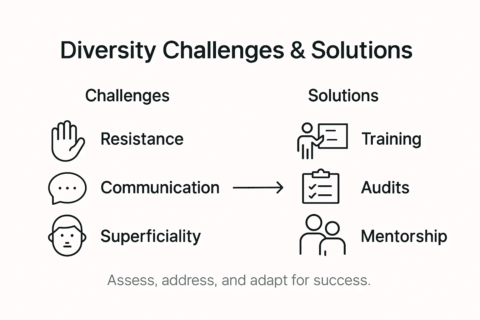 Infographic of diversity challenges and solutions overview
