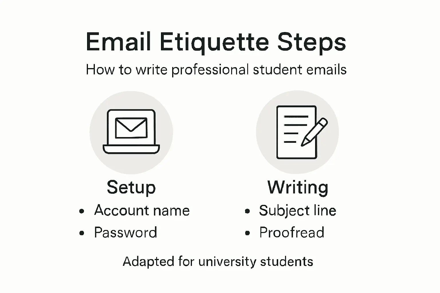 Infographic with key steps of student email etiquette