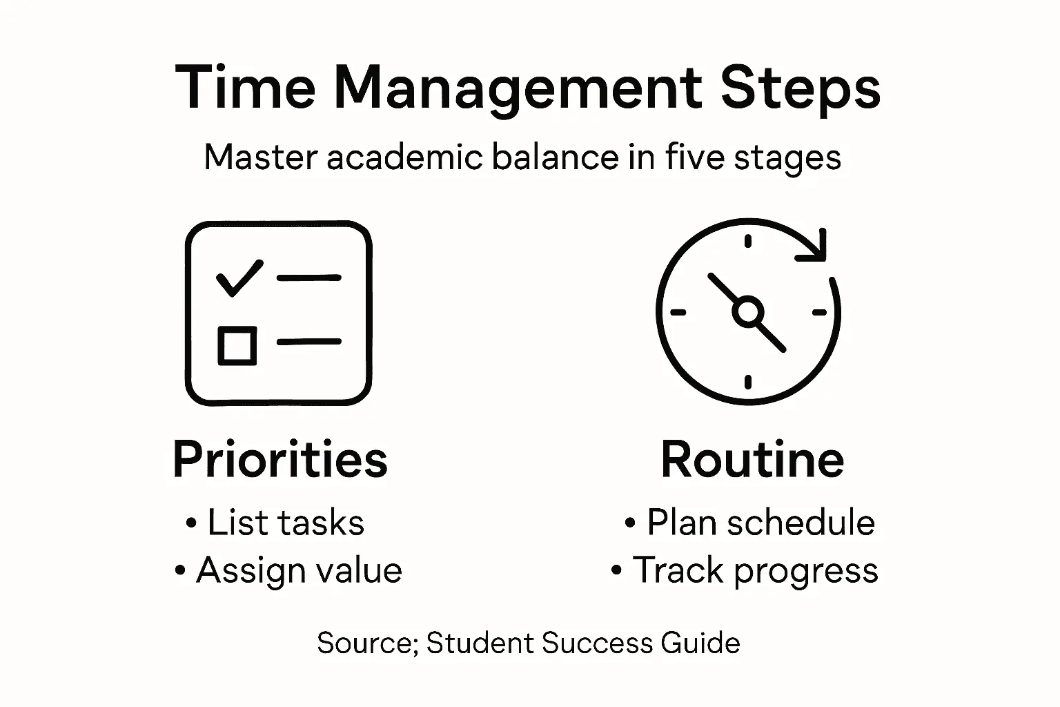 Infographic outlining student time management steps