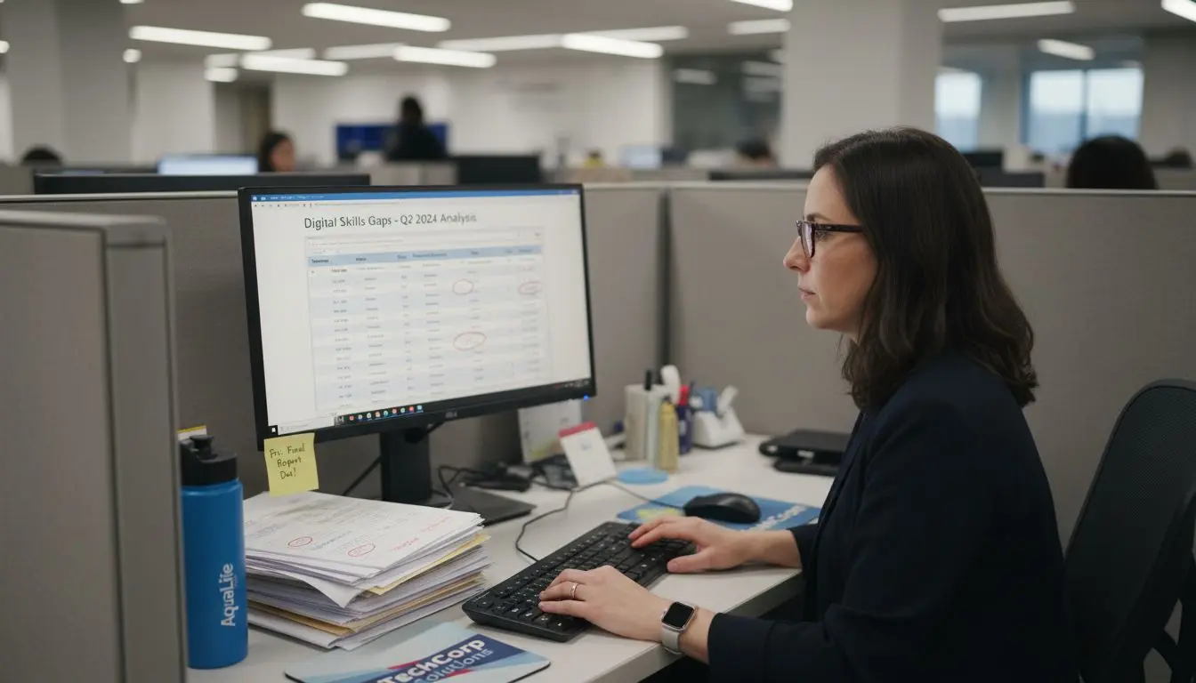 Employee reviewing digital skills assessment