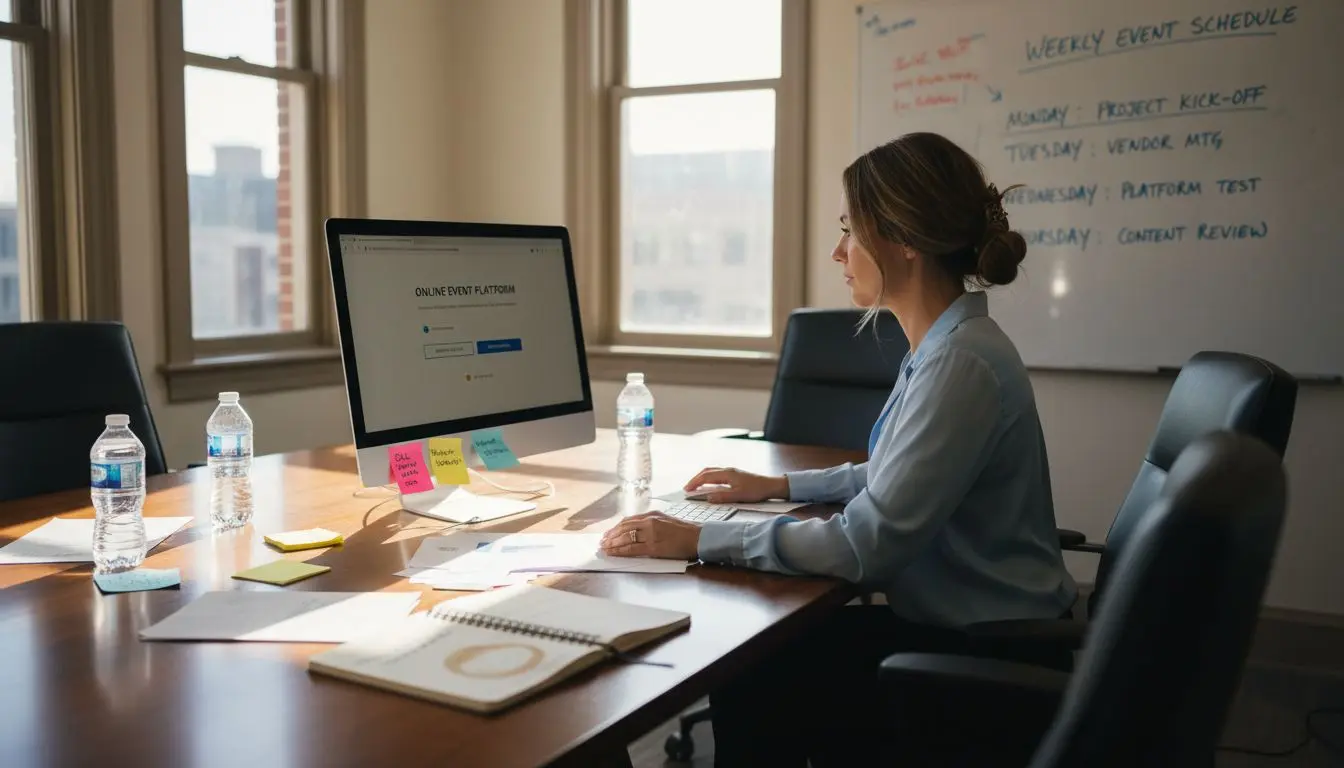 Woman planning event in office workspace
