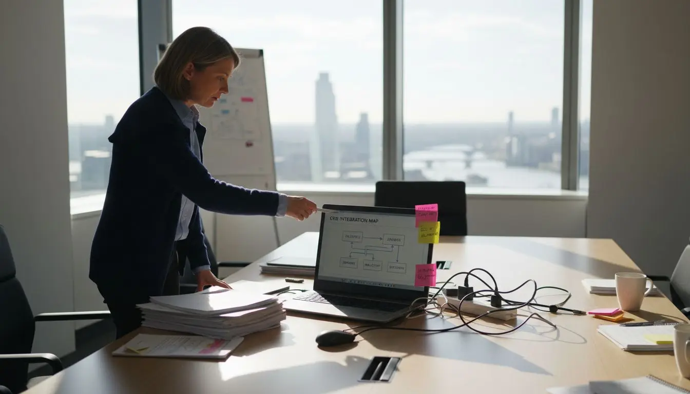 IT specialist reviewing CRM integration