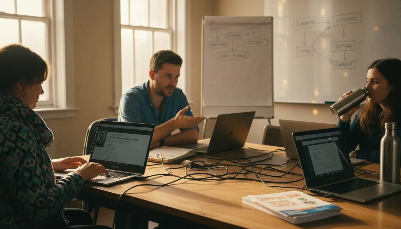 Nonprofit staff learning software together