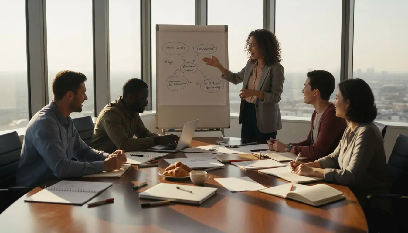 Event planners strategize around conference table