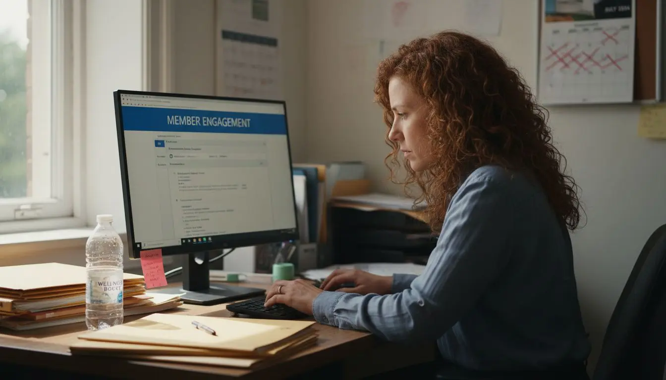 Desk scene composing CRM engagement emails