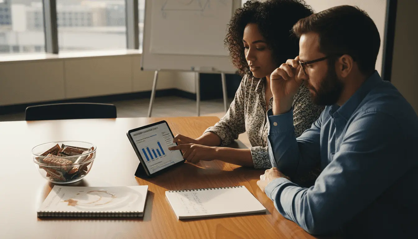 Educators using interactive tablet for training