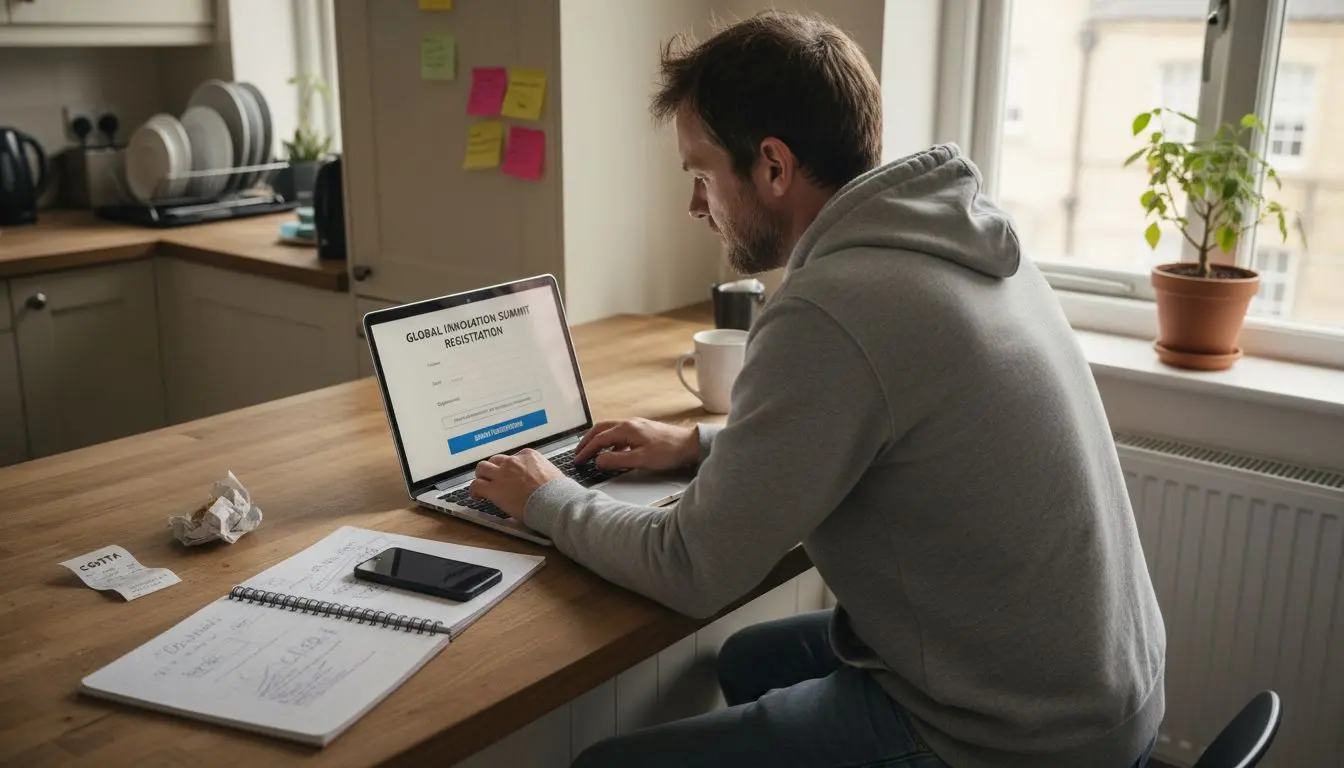 Member registering for event on laptop