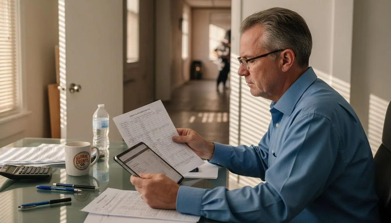 Manager comparing event booking platform pricing