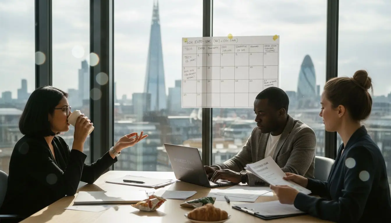 Team planning event marketing campaign in office