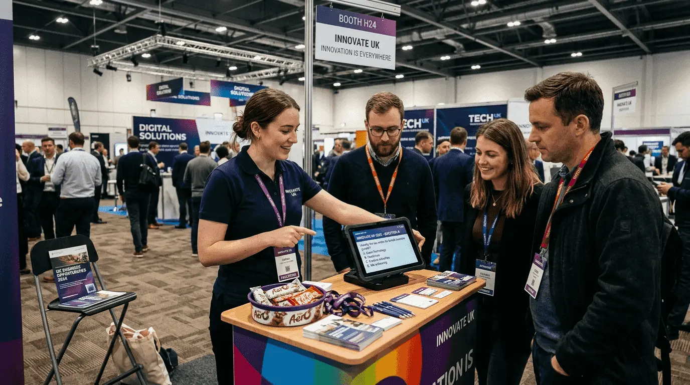 Visitors engaging in trade show booth activity