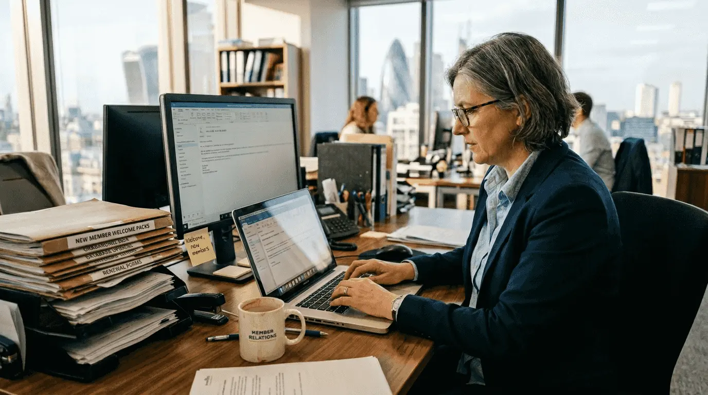 Coordinator preparing member welcome email