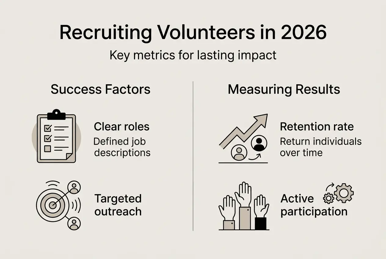 Infographic on volunteer recruitment strategies and metrics
