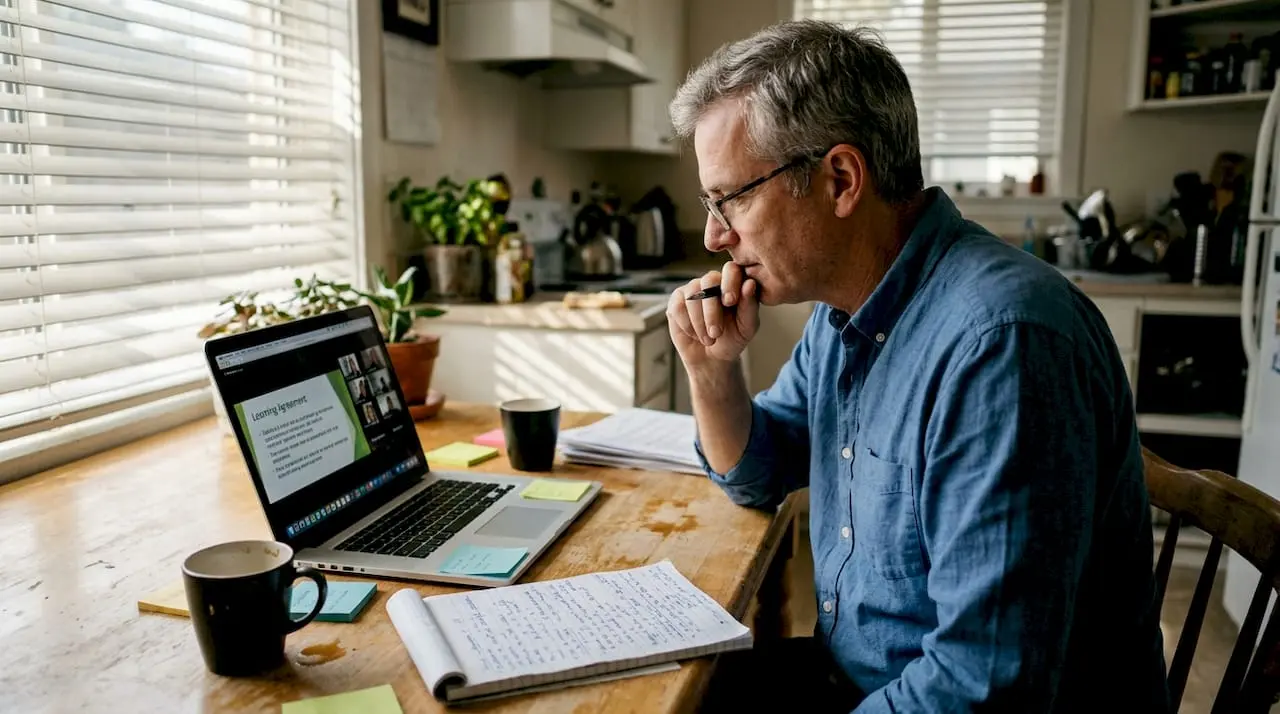 Facilitator leading online learning agreement