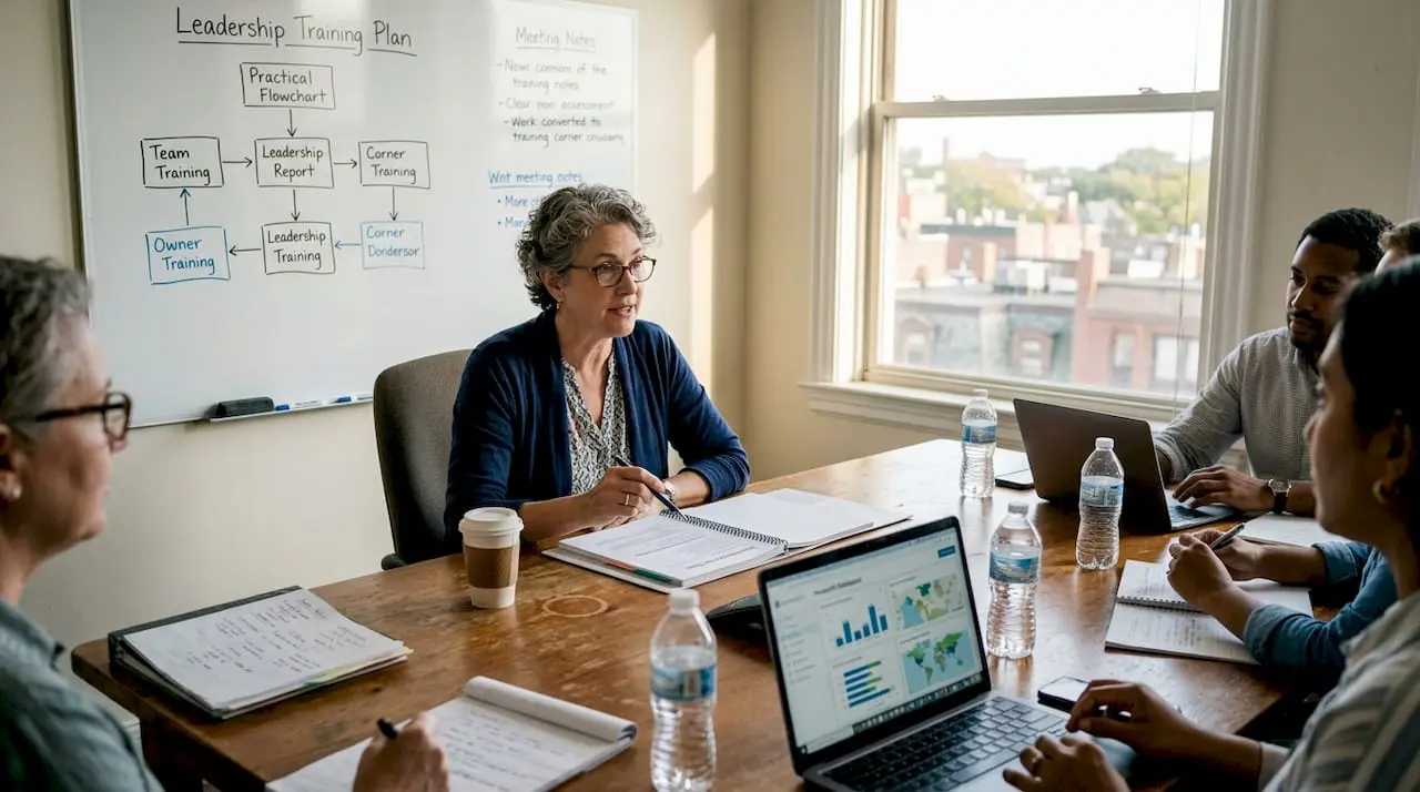 Nonprofit director leading sales leadership session