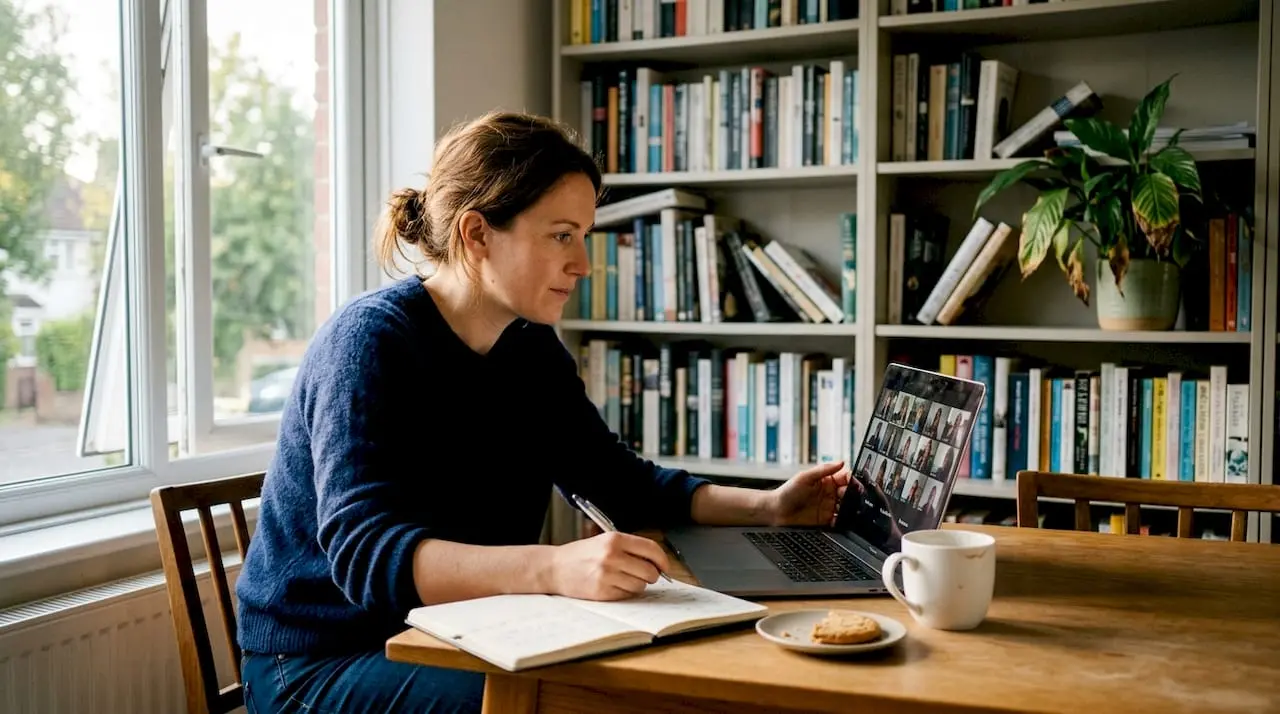 Educator in home office during virtual training
