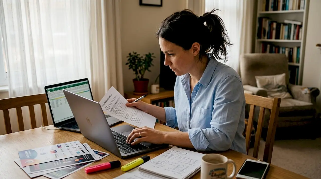 Event manager planning at home workspace