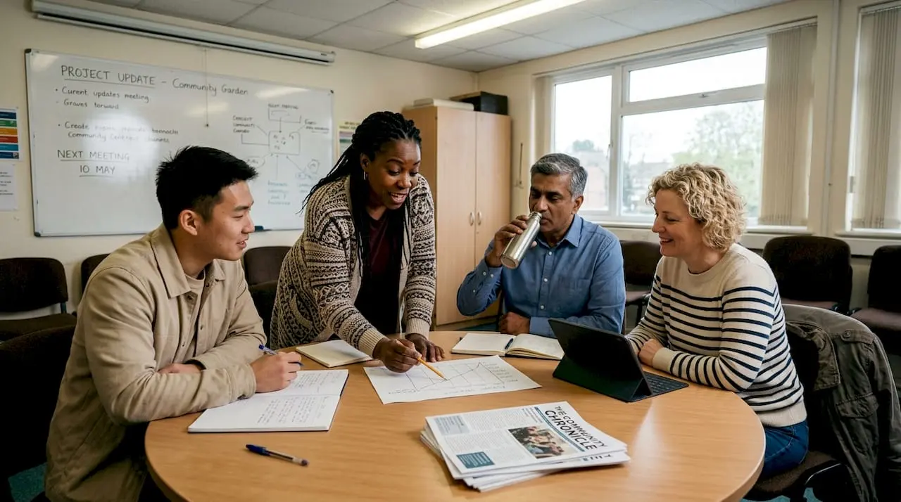 Members collaborate at community workspace