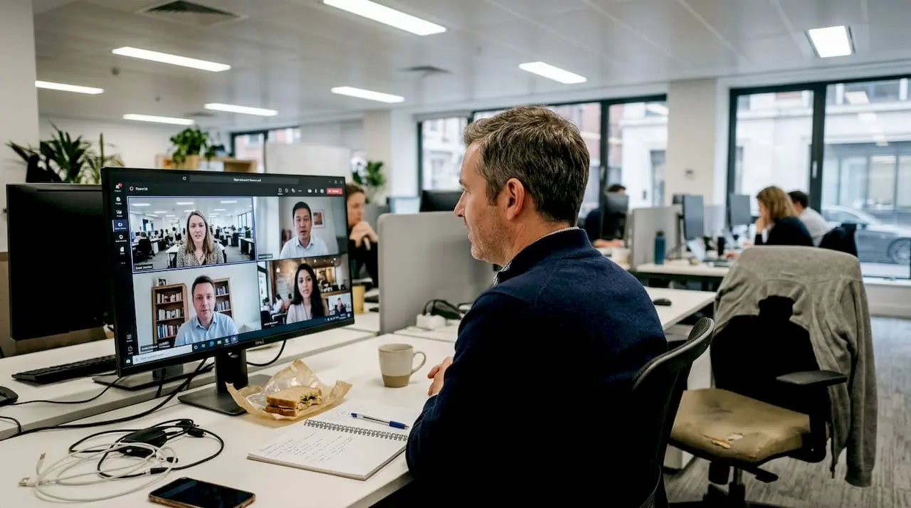 Professionals on cohort eLearning group video call