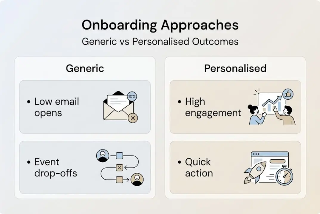 Infographic comparing onboarding approaches