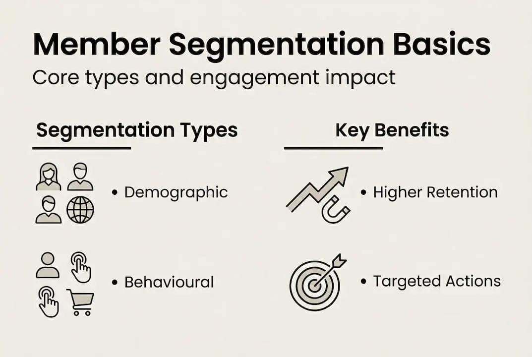 Infographic summarizing core member segmentation types and benefits