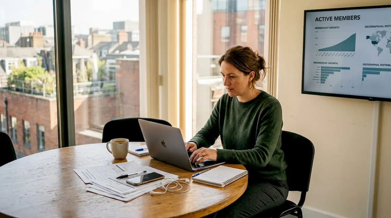 Manager working on cloud membership dashboard