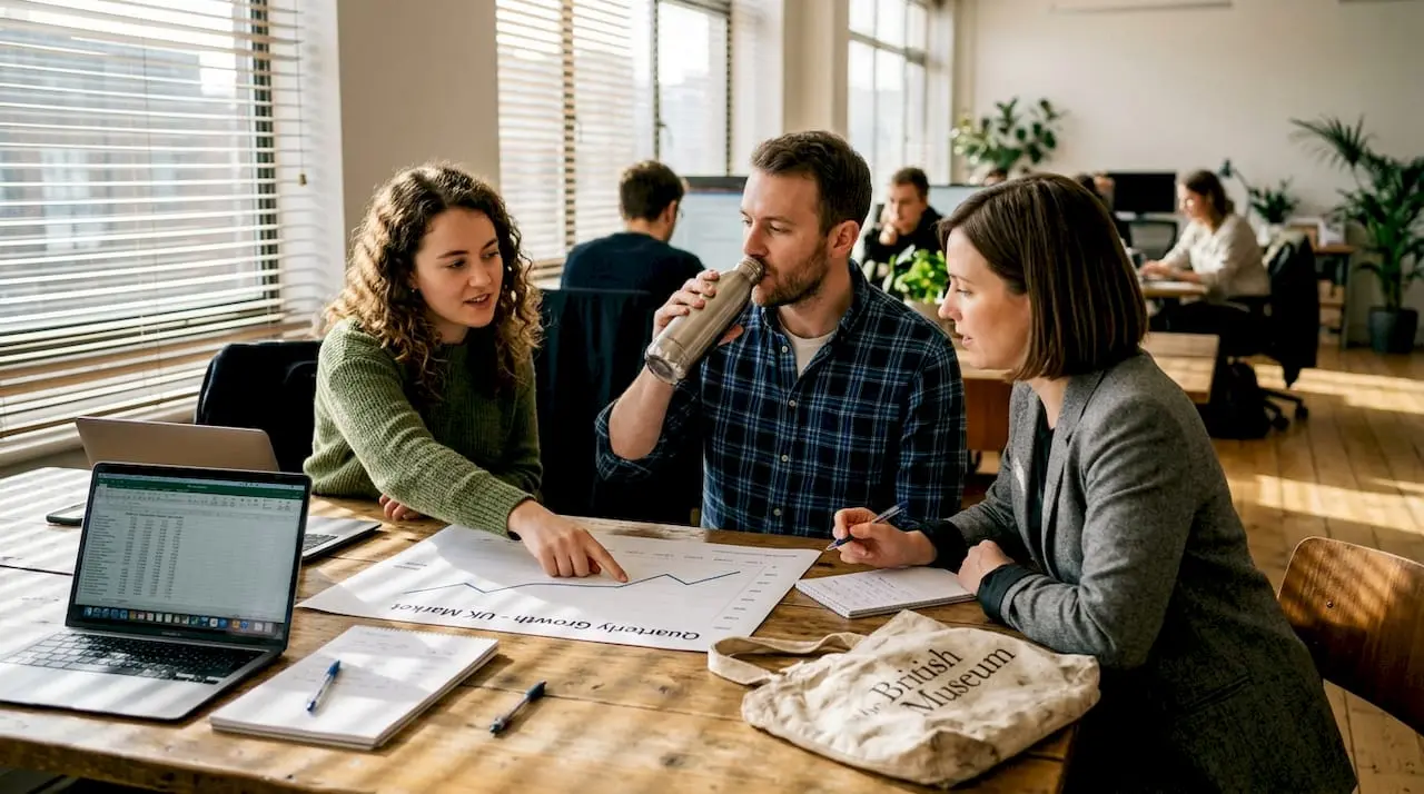 Team reviewing growth chart in cloud meeting