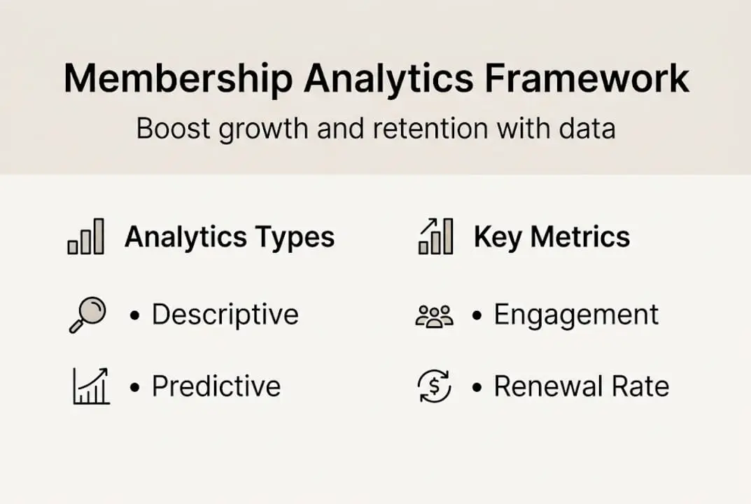 Infographic showing analytics types and metrics