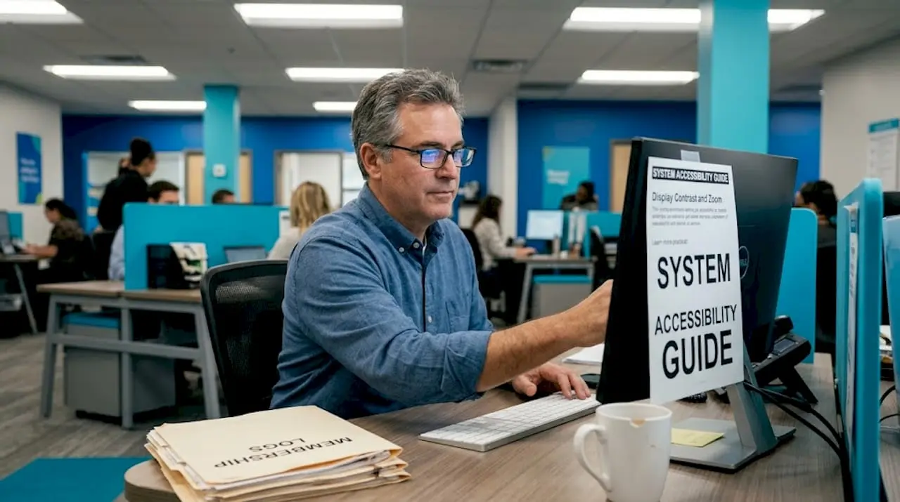 Participant using accessible computer settings