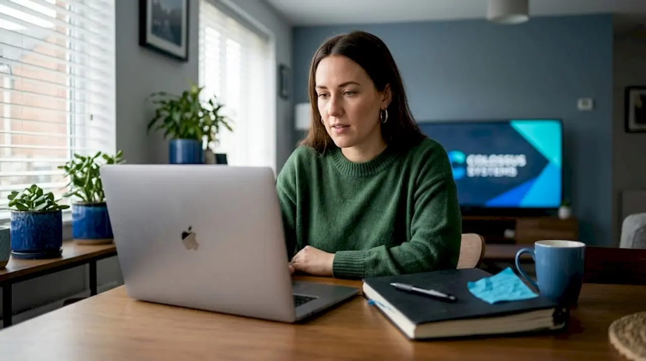 Woman hosting virtual event at home