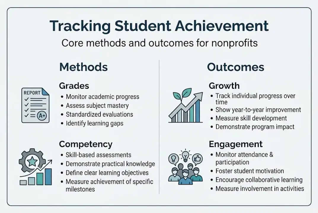 Infographic summarizing tracking methods and outcomes