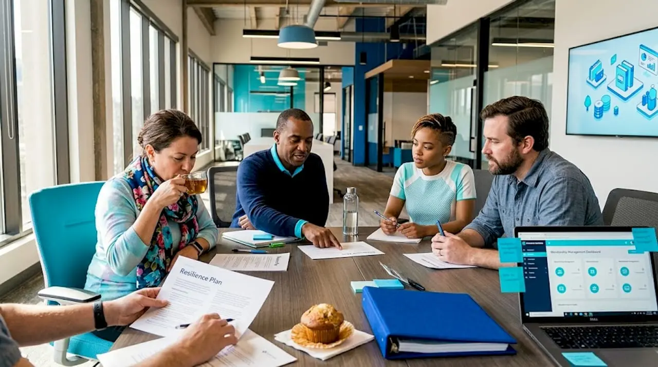 Nonprofit team in resilience planning meeting