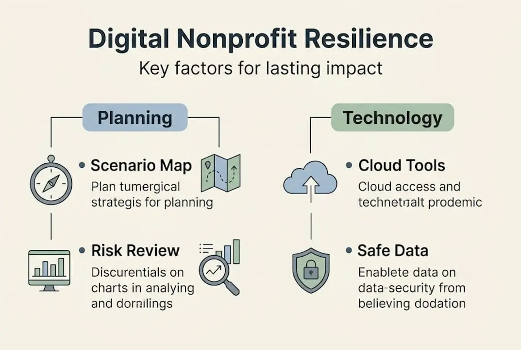 Infographic of digital nonprofit resilience strategies