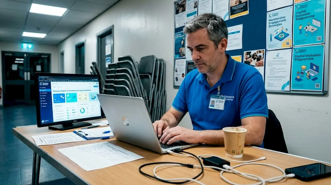 Volunteer manager updating attendance after event