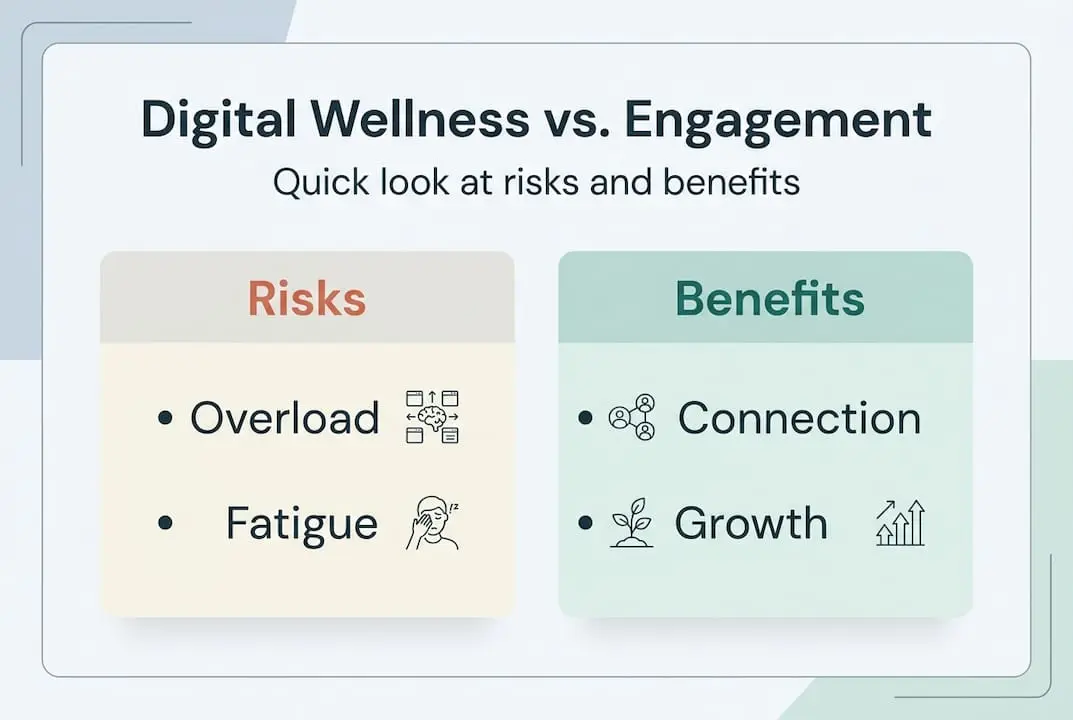 Infographic comparing digital risks and benefits