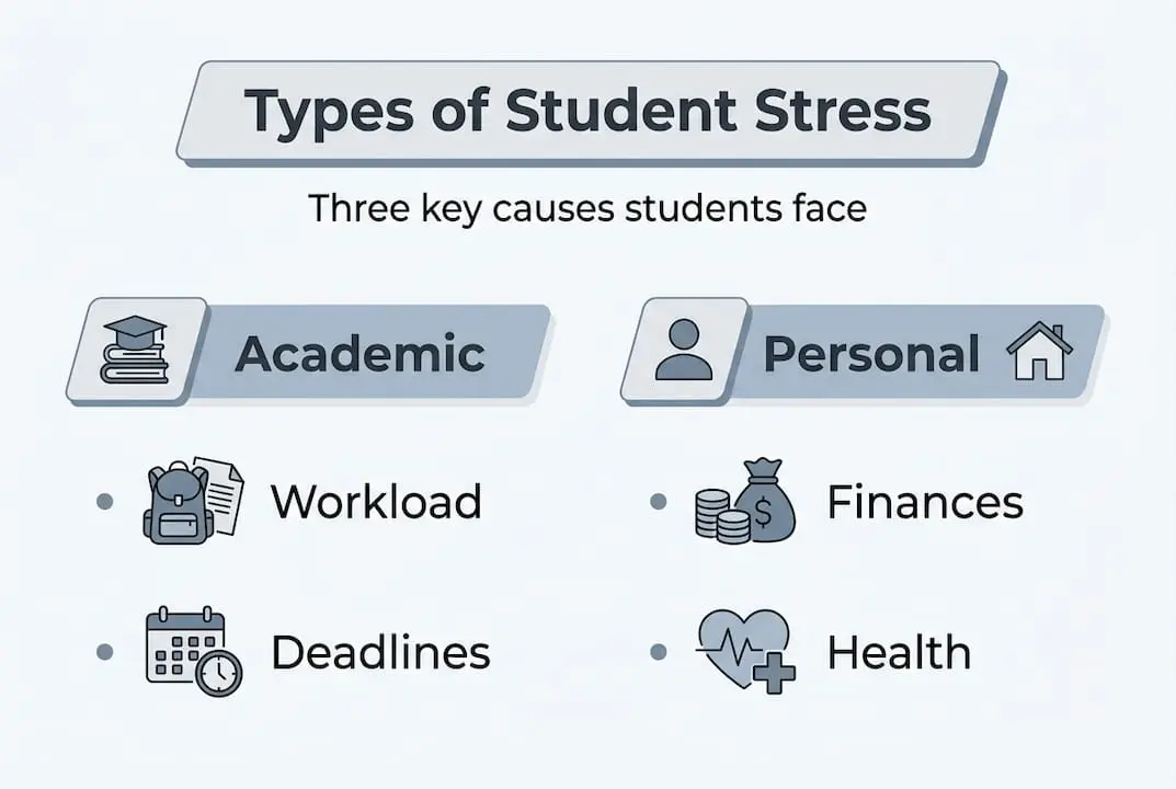 Infographic showing types of student stress