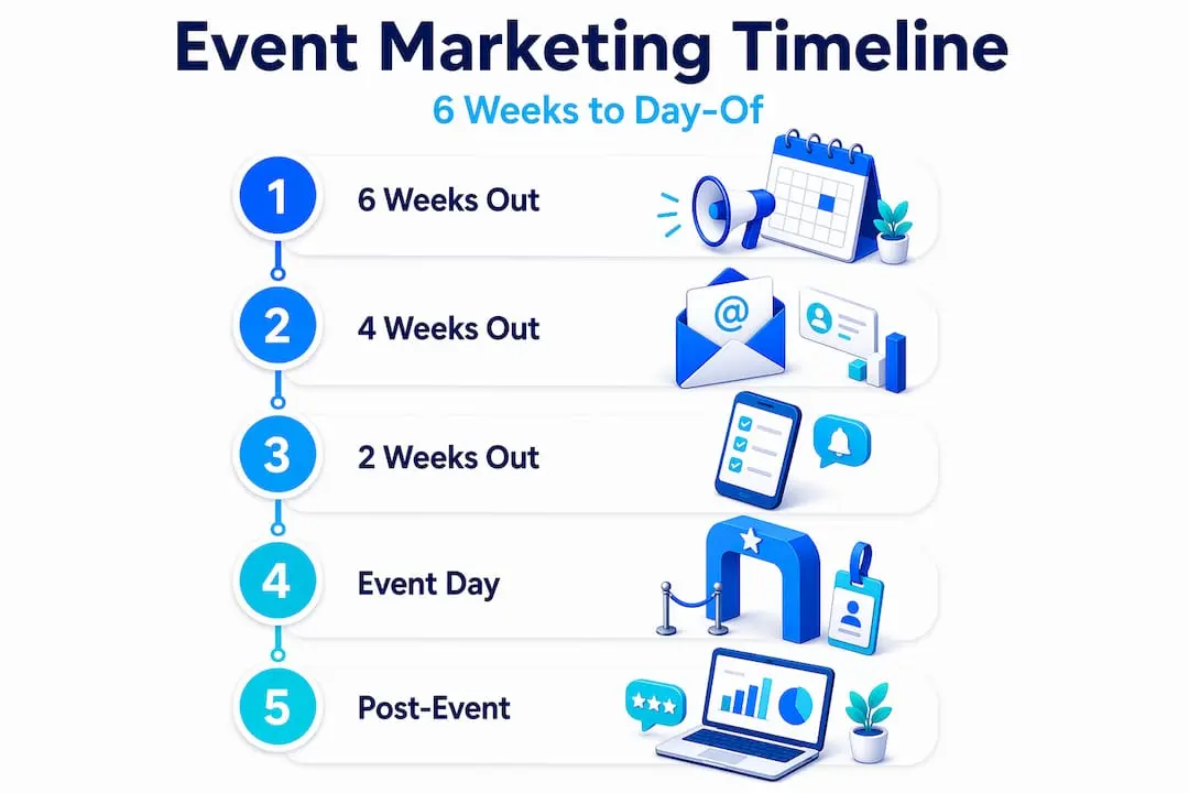 Infographic showing event marketing timeline steps