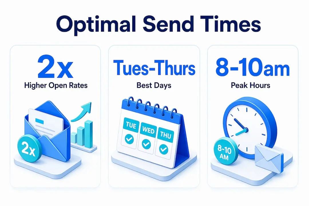 Infographic with peak nonprofit email send times