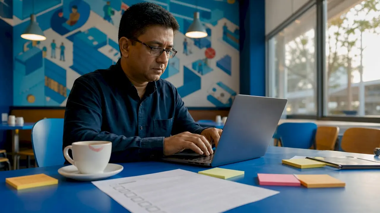 Man typing on laptop for virtual donor engagement