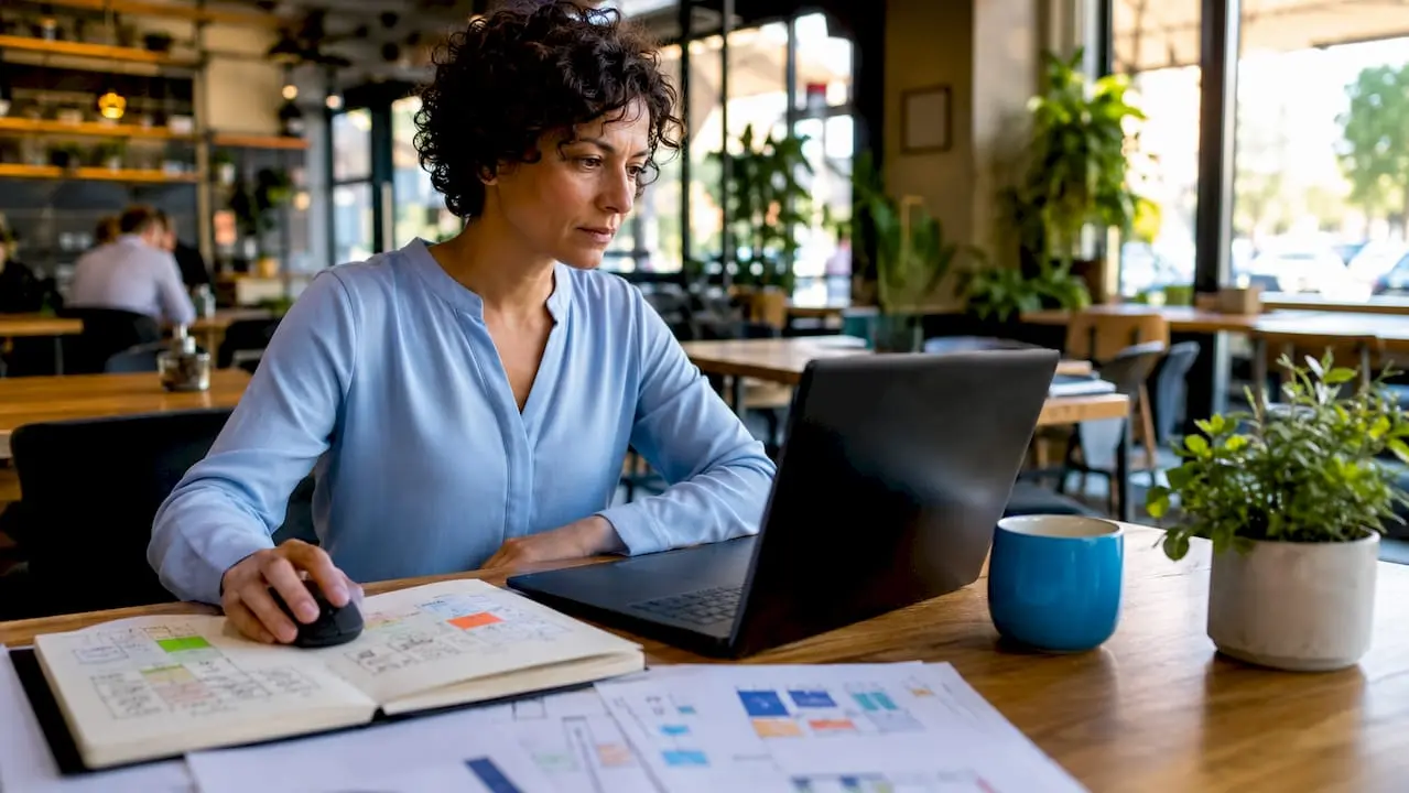 Businesswoman working with Microsoft CRM software