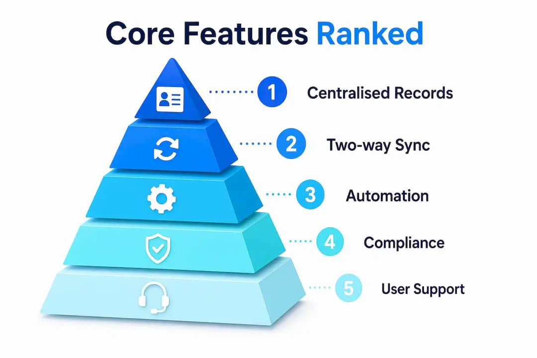 Infographic ranking core contact management software features