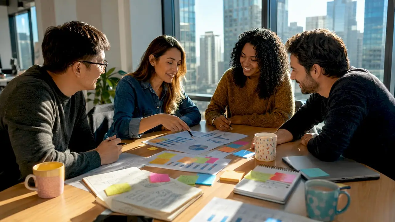 Marketing team planning event promotion strategy